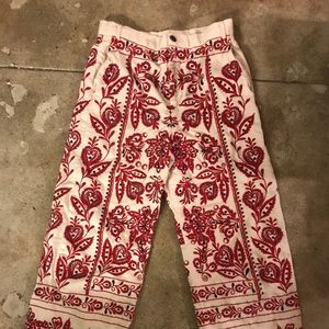 Zara embroidered wide leg pants